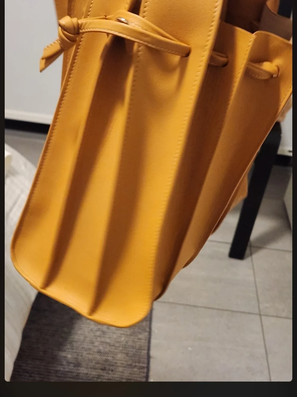 Danilos 100% Leather Drawstring Bucket Bag with Matching Wristlet In Yellow